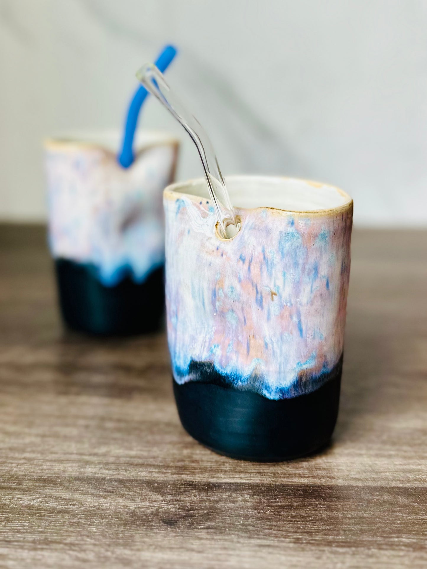 Tumbler with straw and indent - Passiflora