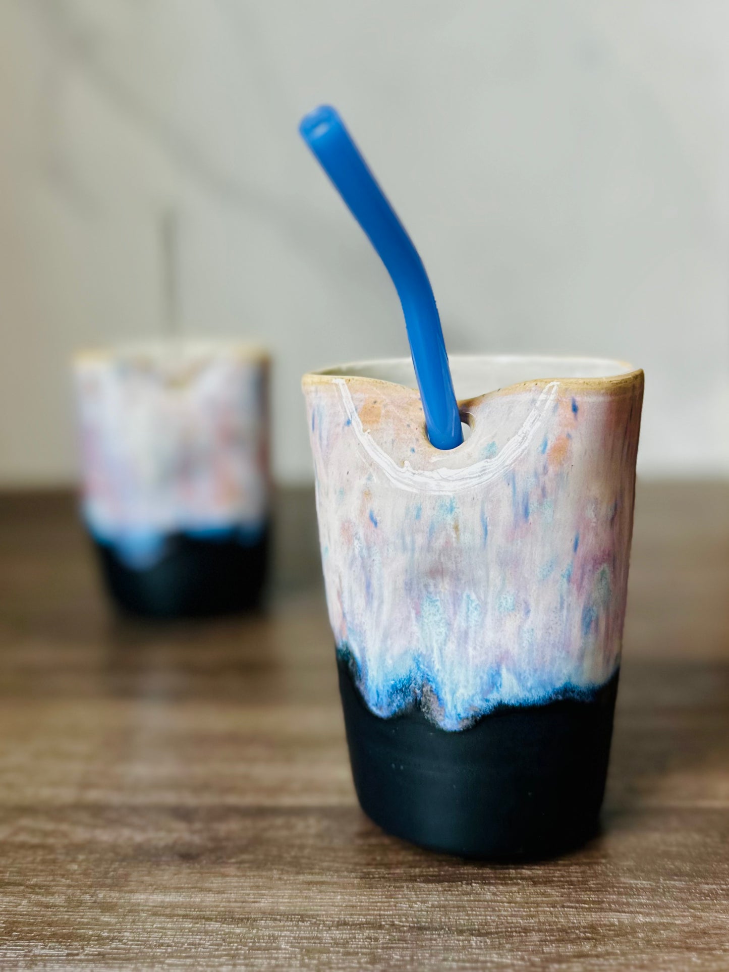 Tumbler with straw and indent - Passiflora