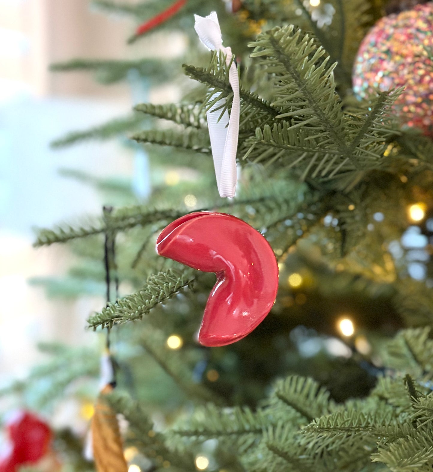Lucky Fortune Cookie Ornament - pink